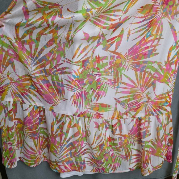 One Shoulder Maxi Dress M Tropical Summer Resortwear Belt Chiffon Wedding Guest - Picture 8 of 12